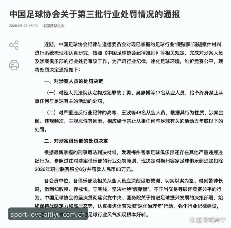 足协第三批禁足名单vs行业净化：爱体育平台深度解析65人终身与限期的处罚逻辑